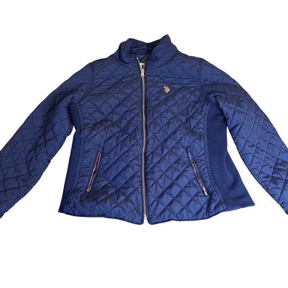 U.S. Polo Assn. Other - US Polo Assn Quilted Moto Jacket Youth Size L Navy Blue Zip Front